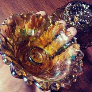 Indiana Co. Carnival glass candle holders